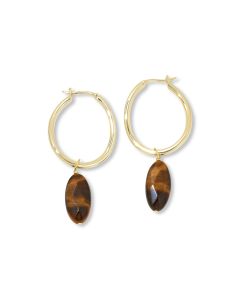 19.35 Cts Tiger Eye Dangle Earring in Brass
