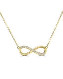 0.06 Cts White Diamond Necklace in 14K Yellow Gold