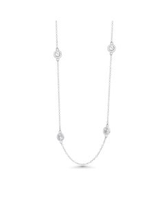 Zoey Blush White Diamond Station Necklace in 14K White Gold