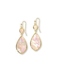 15 Cts White Abalone Dangle Earring in Brass