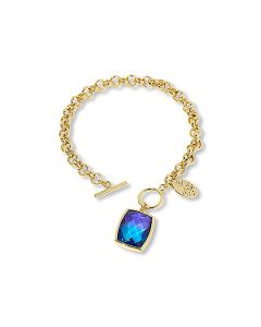 12.73 Cts Bi-Color Quartz Chain Bracelet in Brass