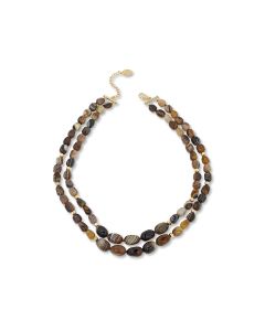675 Cts Agate Beaded Necklace in Brass