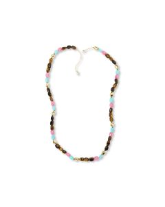 800 Cts Multi Gemstone Beaded Necklace in Brass