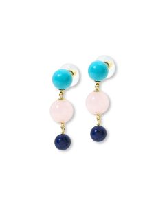 49 Cts Multi Gemstone Dangle Earring in Brass