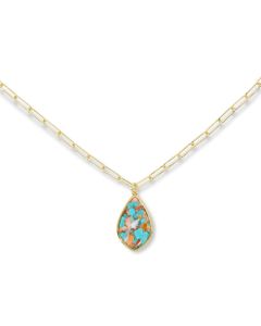 10.03 Cts Turquoise Drop Pendant in Brass