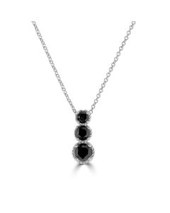 1.78 Ctw Black Diamond Pendant in 925 Sterling Silver