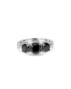 2.03 Ctw Black Diamond Ring in 925 Sterling Silver