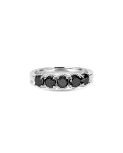 1.40 Ctw Black Diamond Ring in 925 Sterling Silver