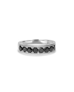 0.98 Ctw Black Diamond Ring in 925 Sterling Silver