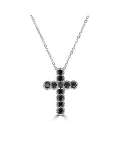 1.07 Ctw Black Diamond Pendant in 925 Sterling Silver