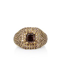 1.61 Cts Brown Diamond and Brown Diamond Ring in 14K Yellow Gold