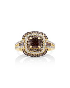 1.53 Cts Brown Diamond and White Diamond Ring in 14K Two Tone