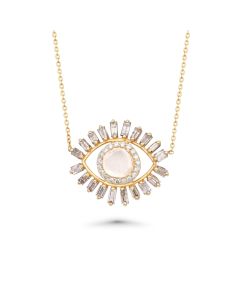 0.19 Cts Diamond Slice and White Diamond Necklace in 14K Yellow Gold