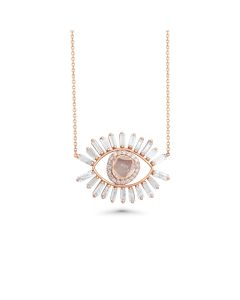 0.17 Cts Diamond Slice and White Diamond Necklace in 14K Rose Gold