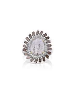 0.68 Cts Diamond Slice and Brown Diamond Ring in 14K Two Tone