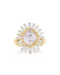 0.62 Cts Diamond Slice and White Diamond Ring in 14K Yellow Gold