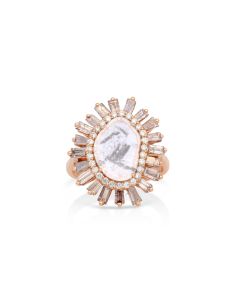 0.63 Cts Diamond Slice and White Diamond Ring in 14K Rose Gold