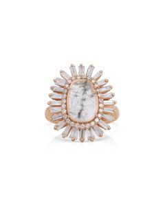 0.73 Cts Diamond Slice and White Diamond Ring in 14K Rose Gold