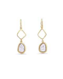 0.69 Cts Diamond Slice Earring in 14K Yellow Gold