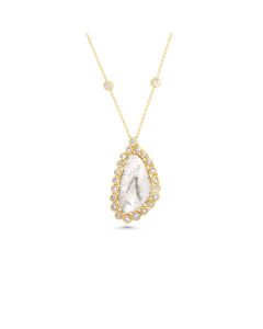1.37 Cts Diamond Slice and White Diamond Necklace in 14K Yellow Gold
