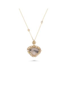 0.74 Cts Diamond Slice and White Diamond Necklace in 14K Yellow Gold