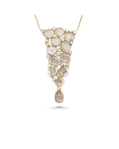 1.65 Cts Diamond Slice and White Diamond Necklace in 14K Yellow Gold