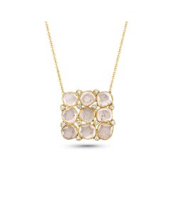 1.55 Cts Diamond Slice and White Diamond Necklace in 14K Yellow Gold