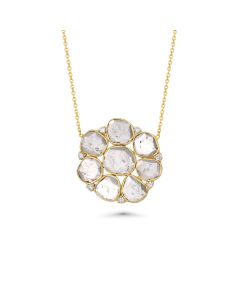 1.77 Cts Diamond Slice and White Diamond Necklace in 14K Yellow Gold