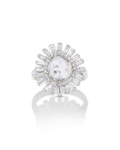 0.41 Cts Diamond Slice and White Diamond Ring in 14K Two Tone