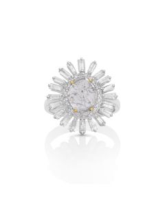 0.38 Cts Diamond Slice and White Diamond Ring in 14K Two Tone