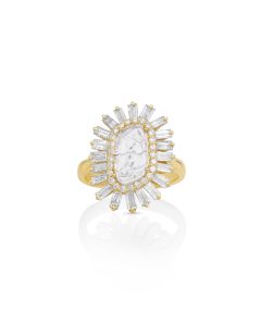 0.43 Cts Diamond Slice and White Diamond Ring in 14K Yellow Gold