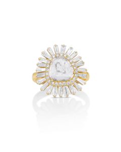 0.41 Cts Diamond Slice and White Diamond Ring in 14K Yellow Gold