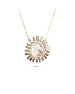0.55 Cts Diamond Slice and White Diamond Necklace in 14K Yellow Gold