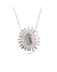 0.49 Cts Diamond Slice and White Diamond Necklace in 14K Two Tone