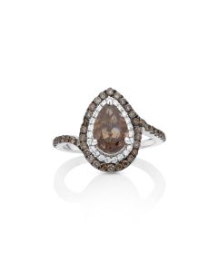 2.01 Cts Brown Diamond and White Diamond Ring in 14K Two Tone