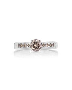 0.69 Cts Brown Diamond Ring in 14K White Gold