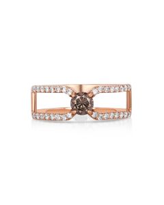 0.37 Cts Brown Diamond and White Diamond Ring in 14K Rose Gold