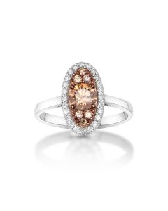 0.67 Cts Brown Diamond and White Diamond Ring in 14K Two Tone