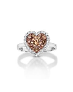 0.71 Cts Brown Diamond and White Diamond Ring in 14K Two Tone