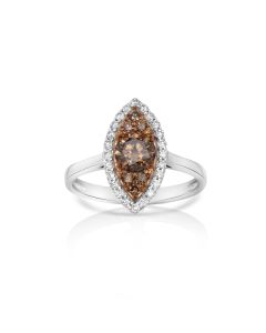 0.76 Cts Brown Diamond and White Diamond Ring in 14K Two Tone