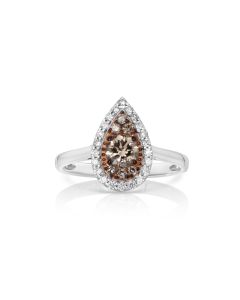 0.53 Cts Brown Diamond and White Diamond Ring in 14K Two Tone
