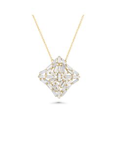 1.49 Cts White Diamond Necklace in 14K Yellow Gold