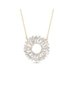 1.48 Cts White Diamond Necklace in 14K Yellow Gold