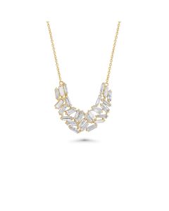 1.1 Cts White Diamond Necklace in 14K Yellow Gold
