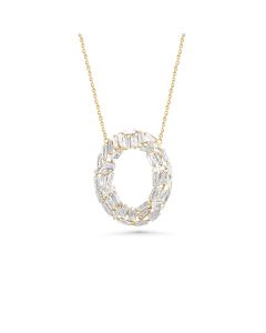 2.02 Cts White Diamond Necklace in 14K Yellow Gold