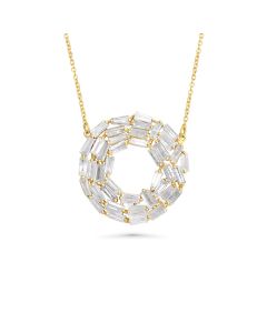1.52 Cts White Diamond Necklace in 14K Yellow Gold