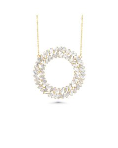 2.83 Cts White Diamond Necklace in 14K Yellow Gold