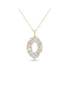 2.59 Cts White Diamond Necklace in 14K Yellow Gold