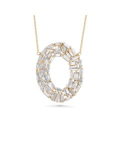 4.07 Cts White Diamond Necklace in 14K Yellow Gold