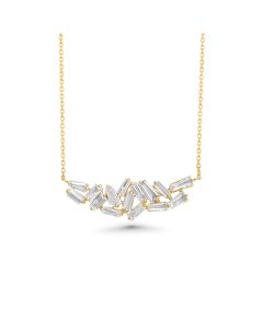 0.98 Cts White Diamond Necklace in 14K Yellow Gold